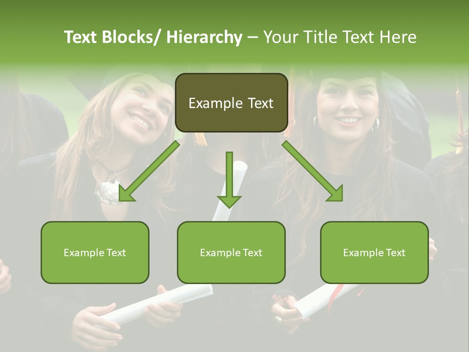 A Group Of Women In Graduation Gowns Holding Diplomas PowerPoint Template