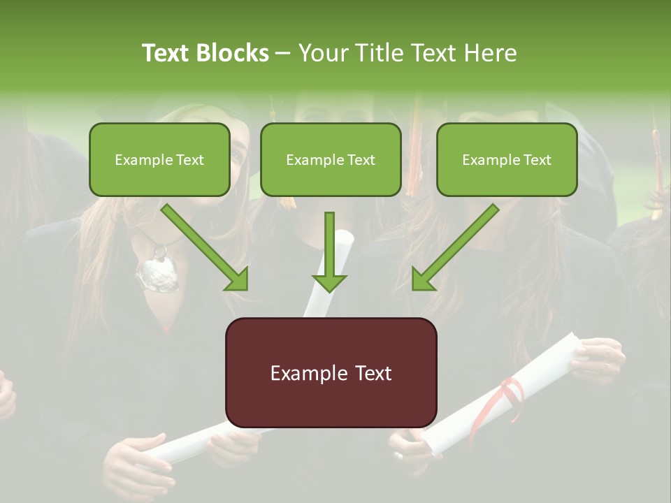 A Group Of Women In Graduation Gowns Holding Diplomas PowerPoint Template