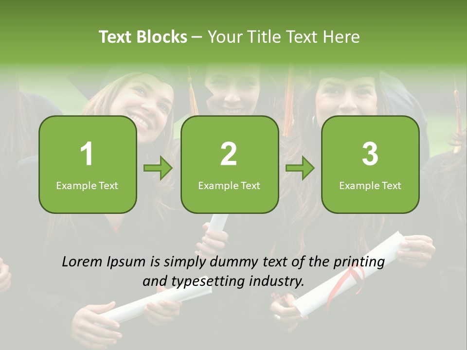 A Group Of Women In Graduation Gowns Holding Diplomas PowerPoint Template