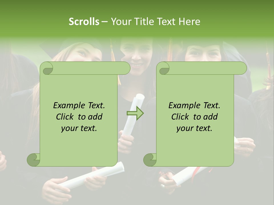 A Group Of Women In Graduation Gowns Holding Diplomas PowerPoint Template