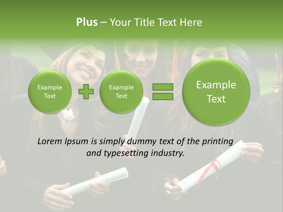 A Group Of Women In Graduation Gowns Holding Diplomas PowerPoint Template