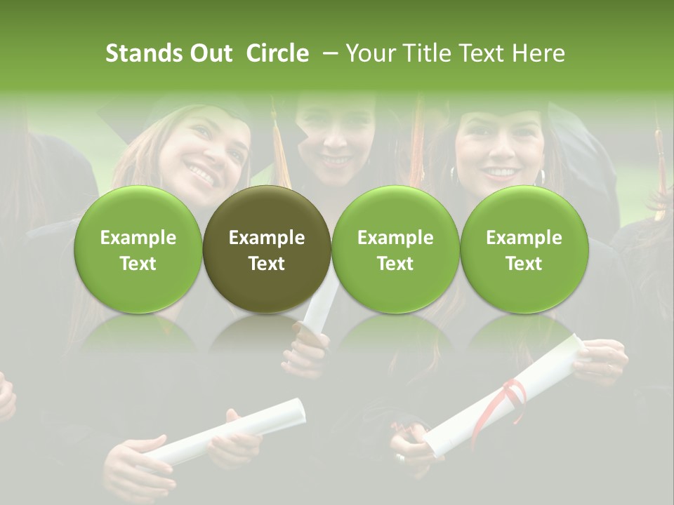 A Group Of Women In Graduation Gowns Holding Diplomas PowerPoint Template