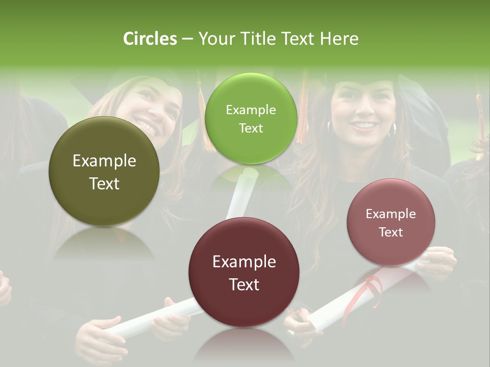 A Group Of Women In Graduation Gowns Holding Diplomas PowerPoint Template