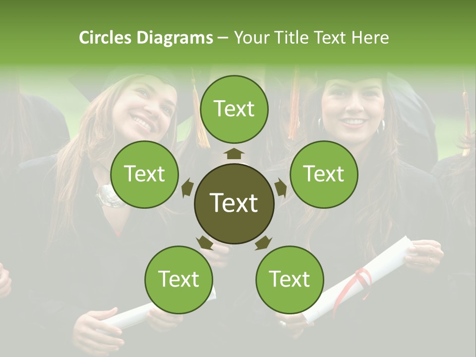 A Group Of Women In Graduation Gowns Holding Diplomas PowerPoint Template