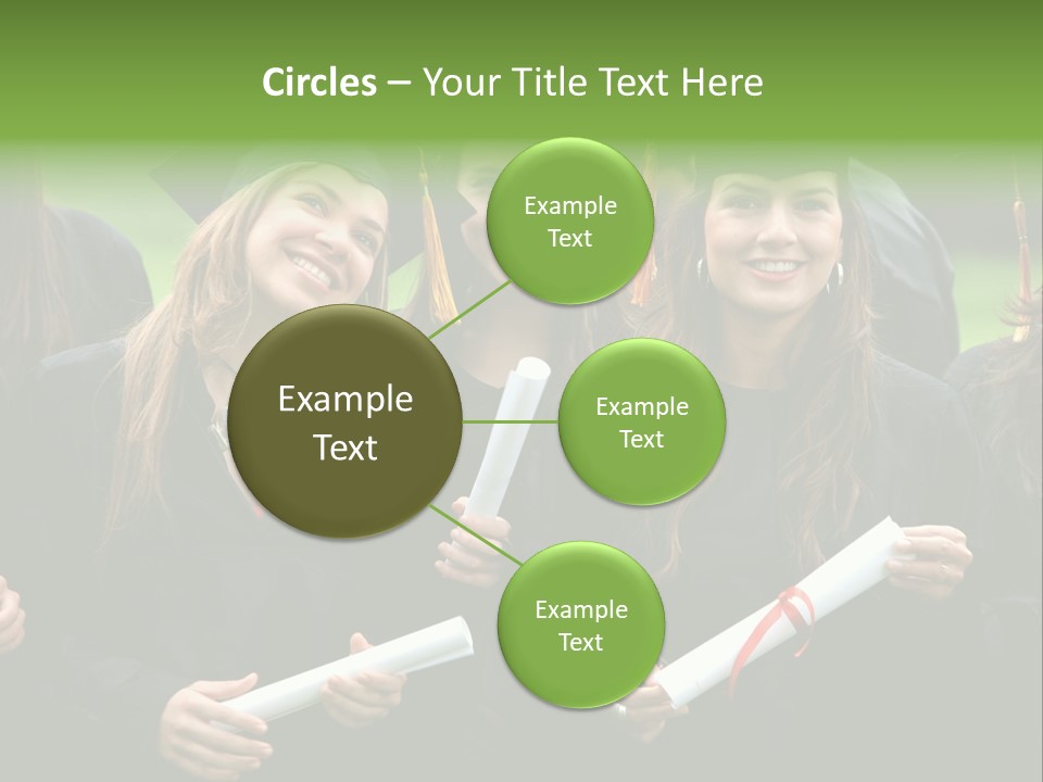 A Group Of Women In Graduation Gowns Holding Diplomas PowerPoint Template