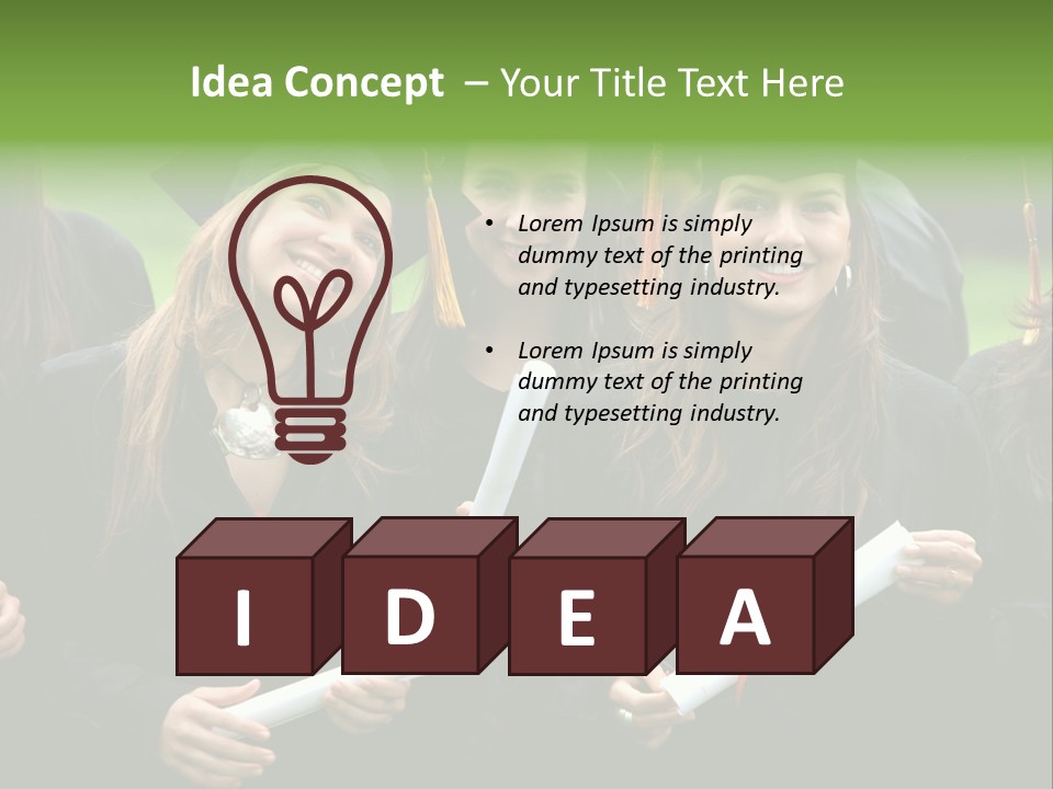 A Group Of Women In Graduation Gowns Holding Diplomas PowerPoint Template