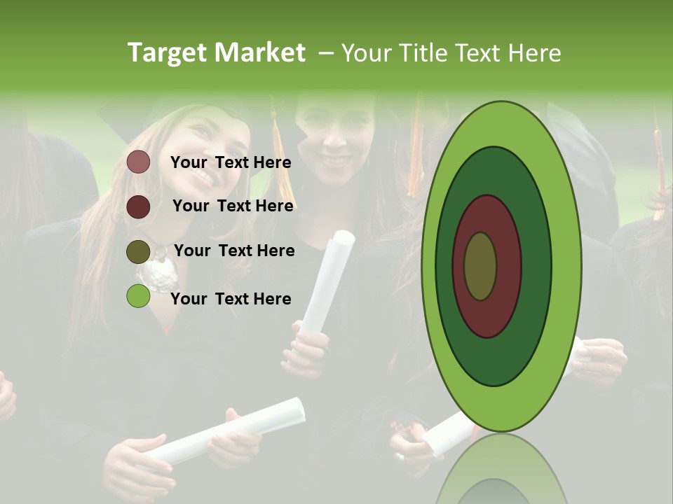 A Group Of Women In Graduation Gowns Holding Diplomas PowerPoint Template