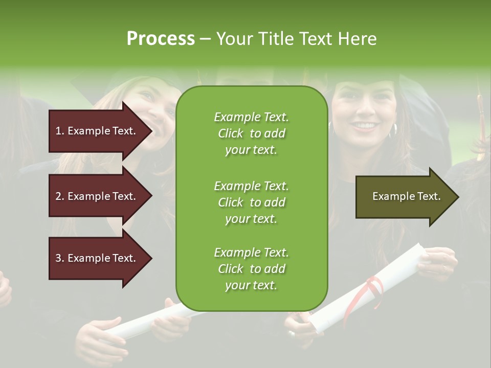 A Group Of Women In Graduation Gowns Holding Diplomas PowerPoint Template