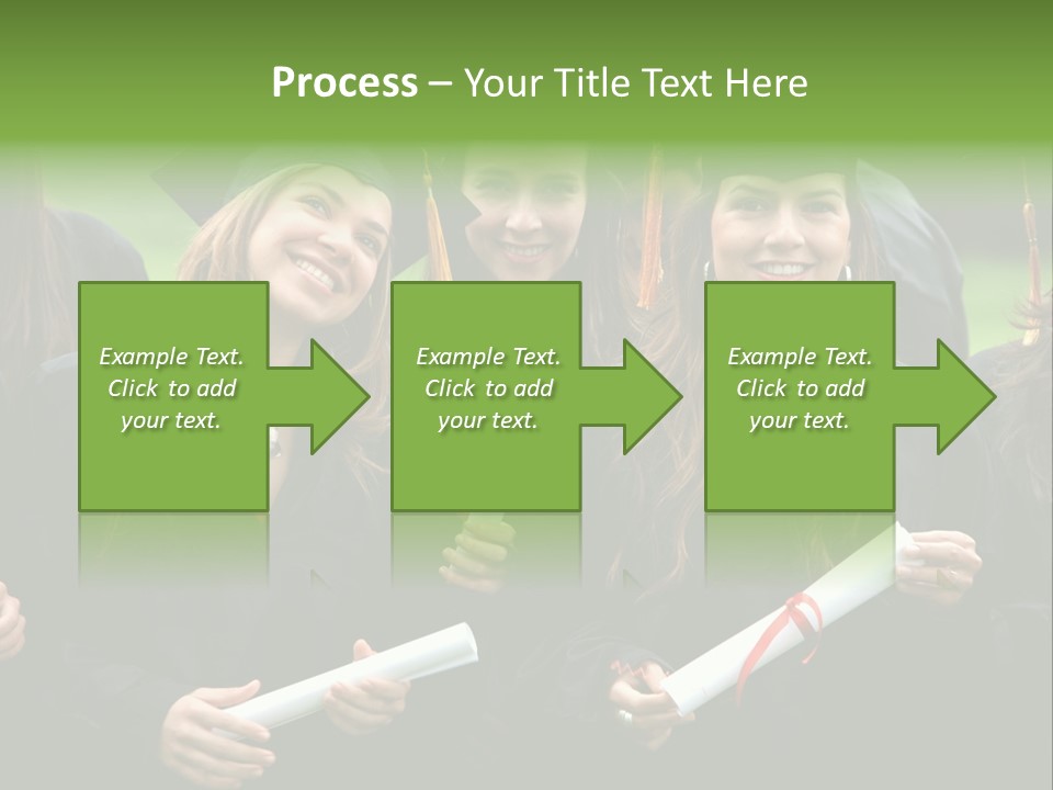 A Group Of Women In Graduation Gowns Holding Diplomas PowerPoint Template