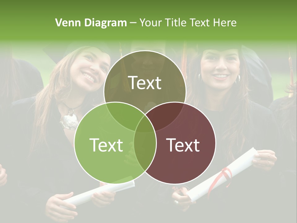 A Group Of Women In Graduation Gowns Holding Diplomas PowerPoint Template