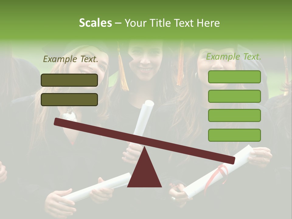 A Group Of Women In Graduation Gowns Holding Diplomas PowerPoint Template