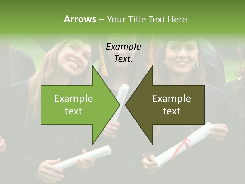 A Group Of Women In Graduation Gowns Holding Diplomas PowerPoint Template