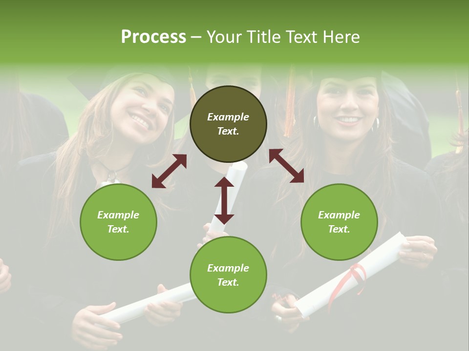 A Group Of Women In Graduation Gowns Holding Diplomas PowerPoint Template