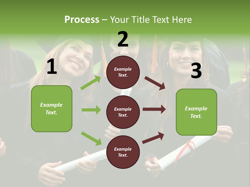 A Group Of Women In Graduation Gowns Holding Diplomas PowerPoint Template