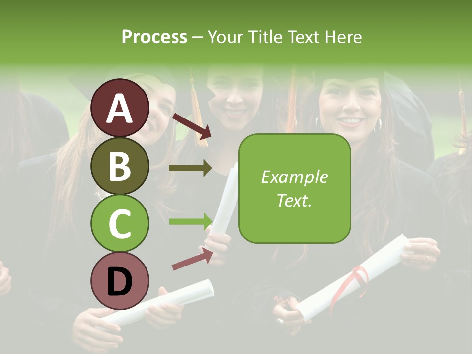 A Group Of Women In Graduation Gowns Holding Diplomas PowerPoint Template