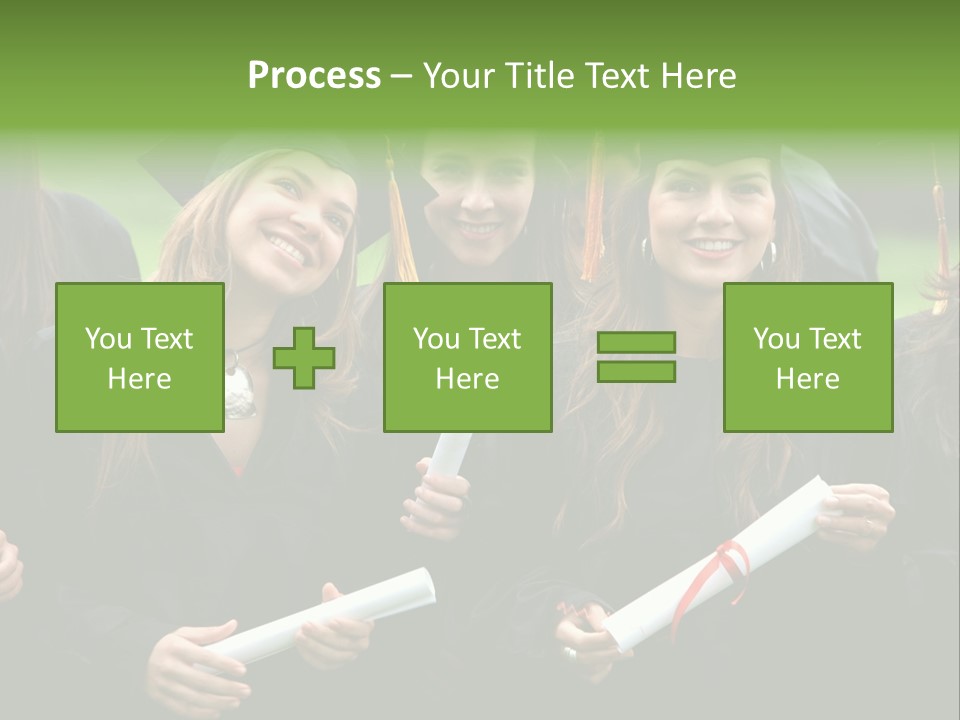 A Group Of Women In Graduation Gowns Holding Diplomas PowerPoint Template