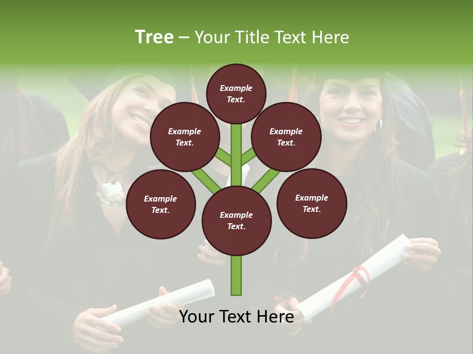 A Group Of Women In Graduation Gowns Holding Diplomas PowerPoint Template