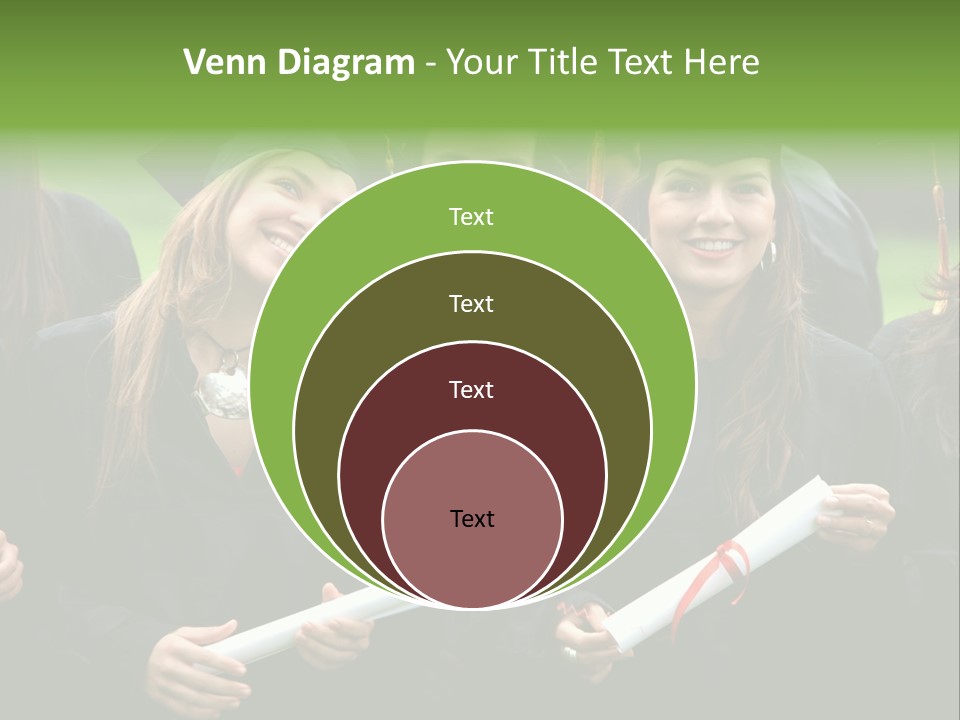 A Group Of Women In Graduation Gowns Holding Diplomas PowerPoint Template