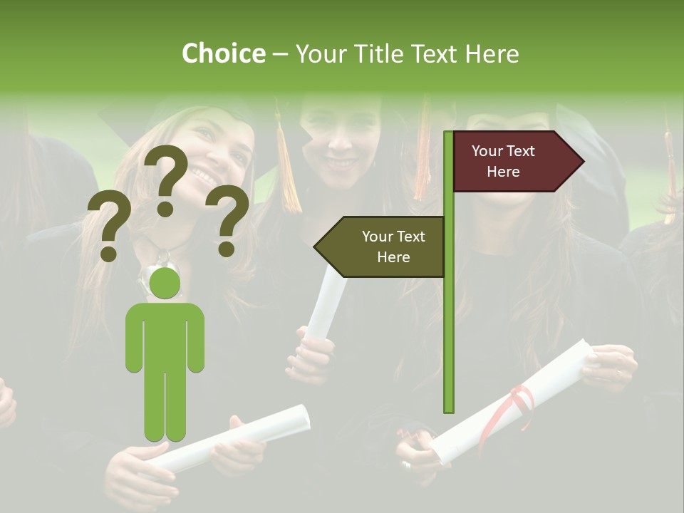 A Group Of Women In Graduation Gowns Holding Diplomas PowerPoint Template