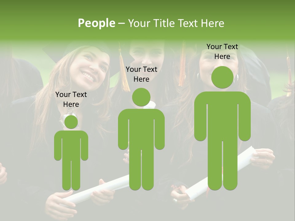 A Group Of Women In Graduation Gowns Holding Diplomas PowerPoint Template