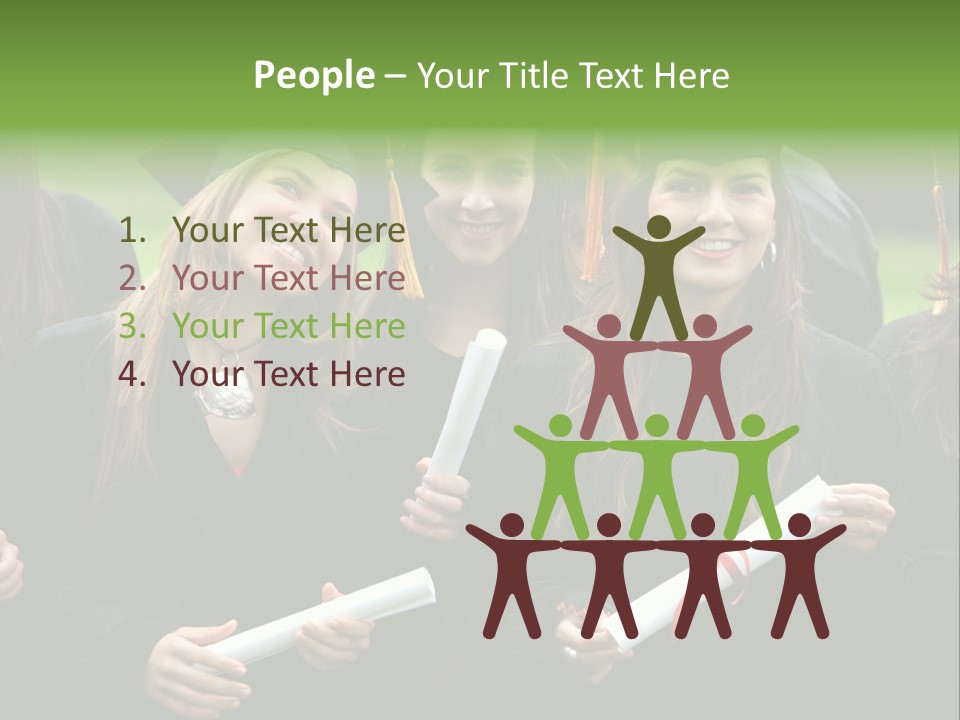 A Group Of Women In Graduation Gowns Holding Diplomas PowerPoint Template