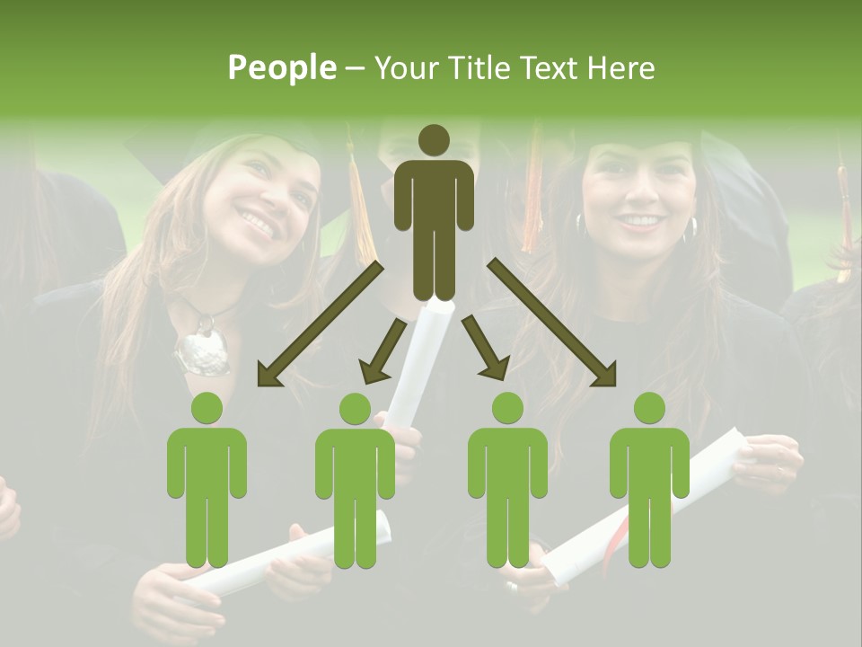 A Group Of Women In Graduation Gowns Holding Diplomas PowerPoint Template