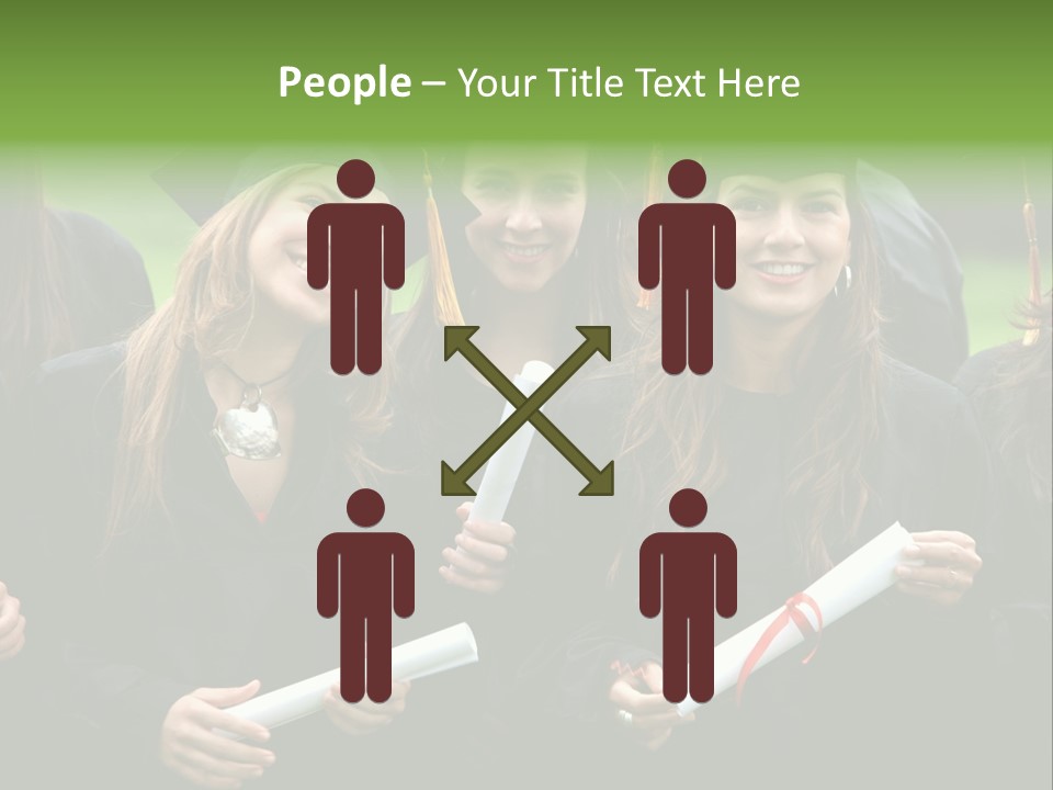 A Group Of Women In Graduation Gowns Holding Diplomas PowerPoint Template