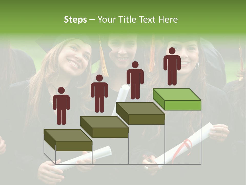 A Group Of Women In Graduation Gowns Holding Diplomas PowerPoint Template