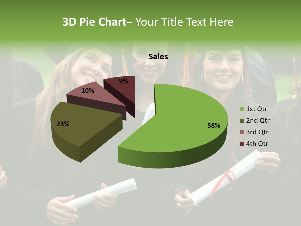 A Group Of Women In Graduation Gowns Holding Diplomas PowerPoint Template