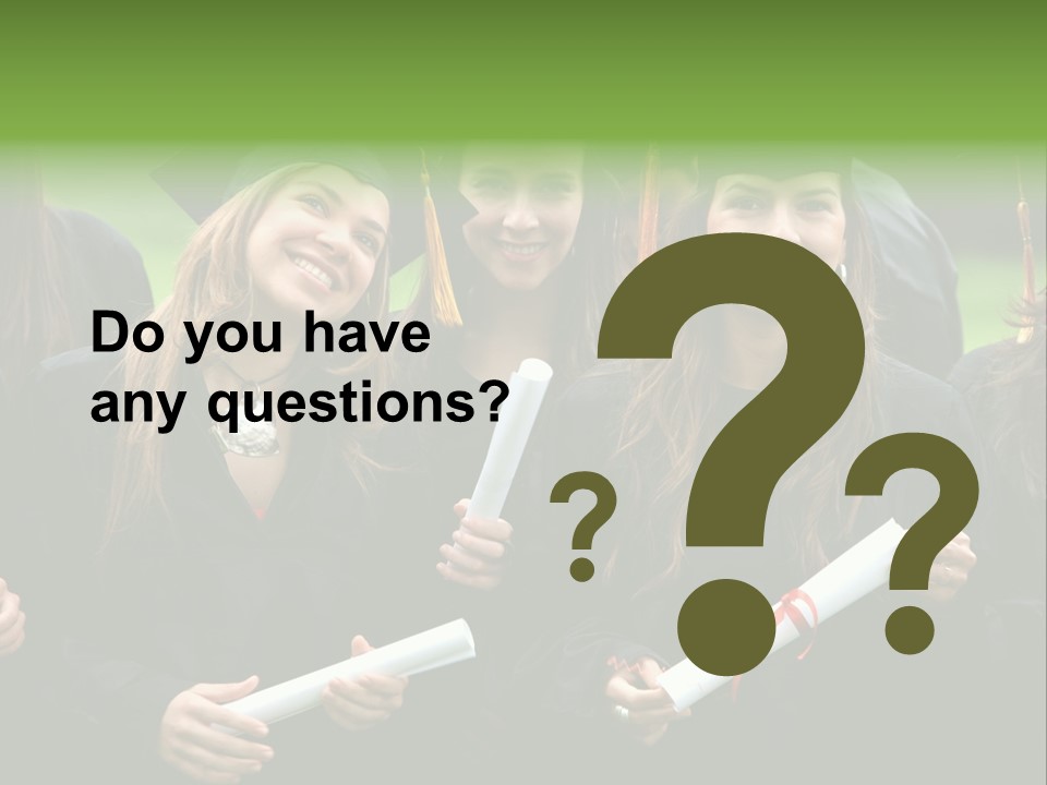 A Group Of Women In Graduation Gowns Holding Diplomas PowerPoint Template