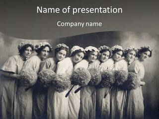 A Group Of Women With Flowers In Their Hair PowerPoint Template