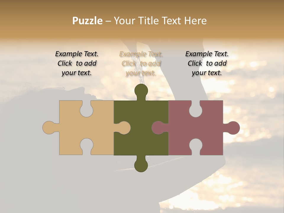 A Woman Holding Up A Shell In Front Of The Ocean PowerPoint Template