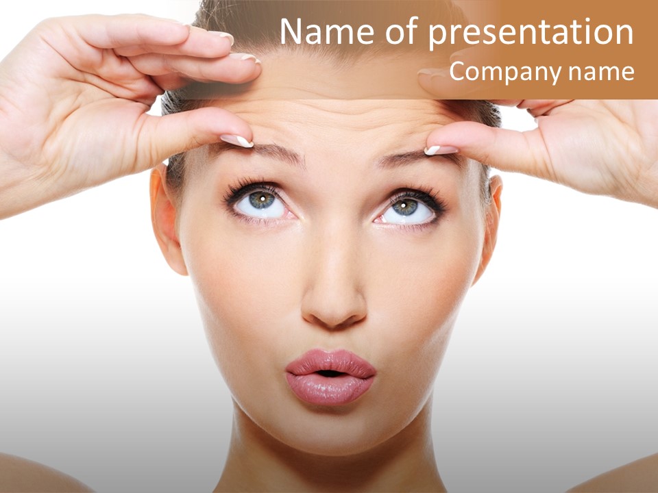 A Woman Holding Her Head With Her Hands PowerPoint Template