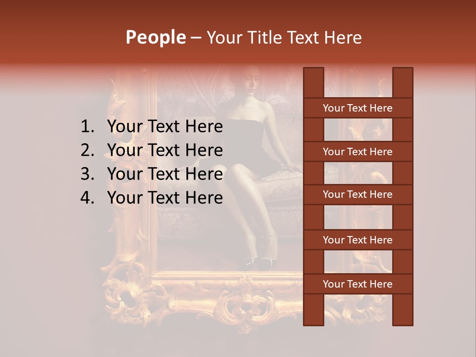 A Woman Sitting On A Couch In Front Of A Mirror PowerPoint Template