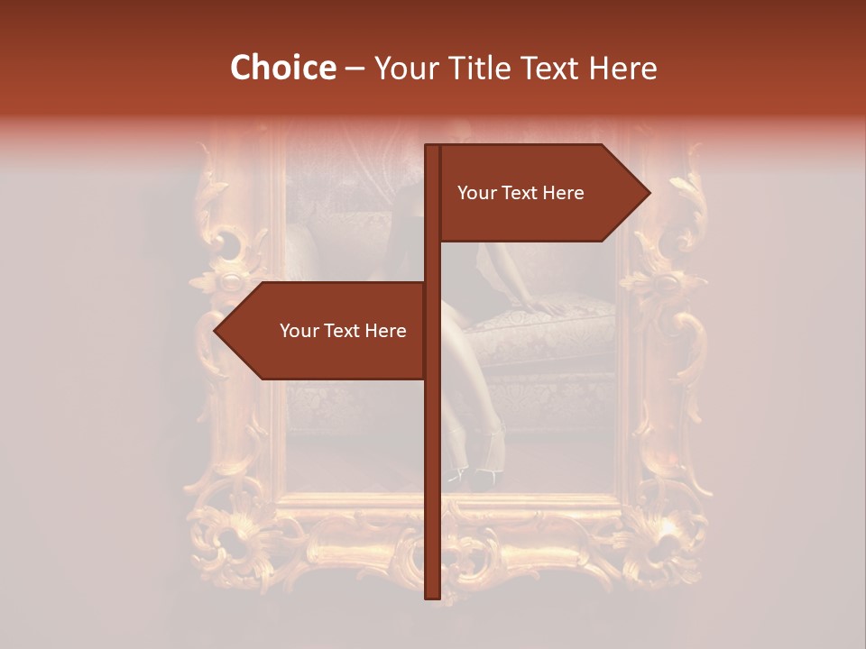 A Woman Sitting On A Couch In Front Of A Mirror PowerPoint Template