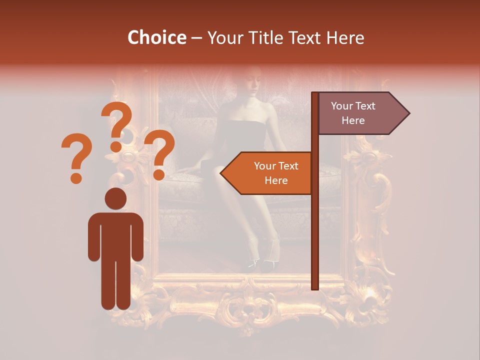 A Woman Sitting On A Couch In Front Of A Mirror PowerPoint Template