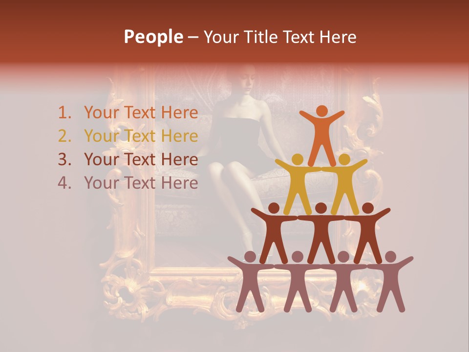 A Woman Sitting On A Couch In Front Of A Mirror PowerPoint Template