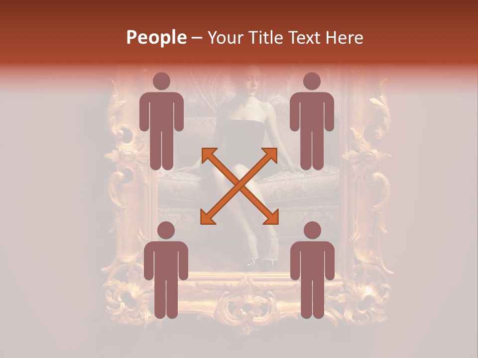 A Woman Sitting On A Couch In Front Of A Mirror PowerPoint Template