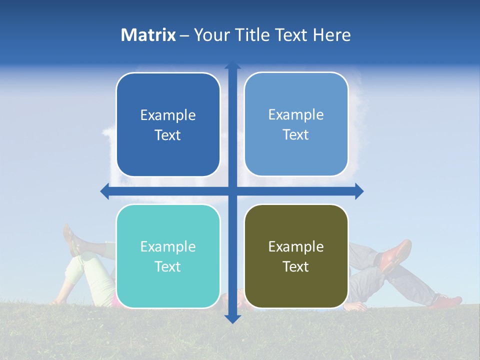 A Man And A Woman Laying On The Grass In Front Of A House PowerPoint Template