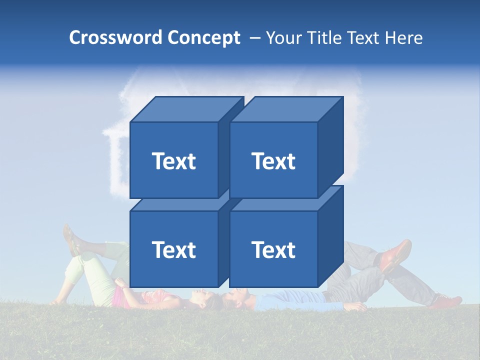 A Man And A Woman Laying On The Grass In Front Of A House PowerPoint Template