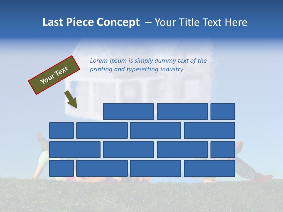 A Man And A Woman Laying On The Grass In Front Of A House PowerPoint Template