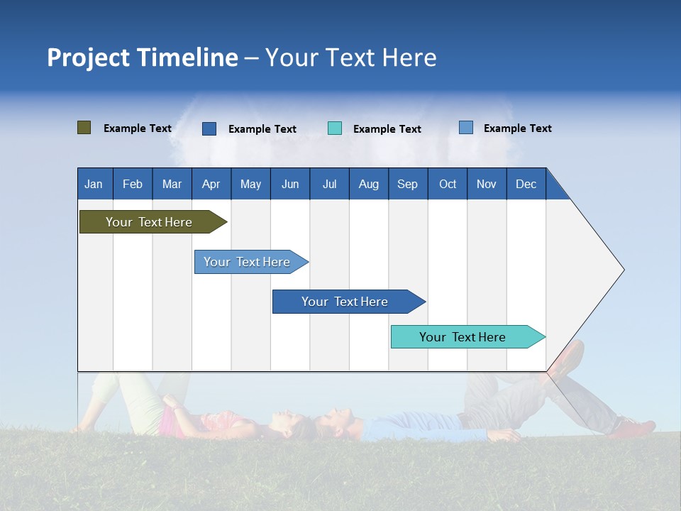 A Man And A Woman Laying On The Grass In Front Of A House PowerPoint Template