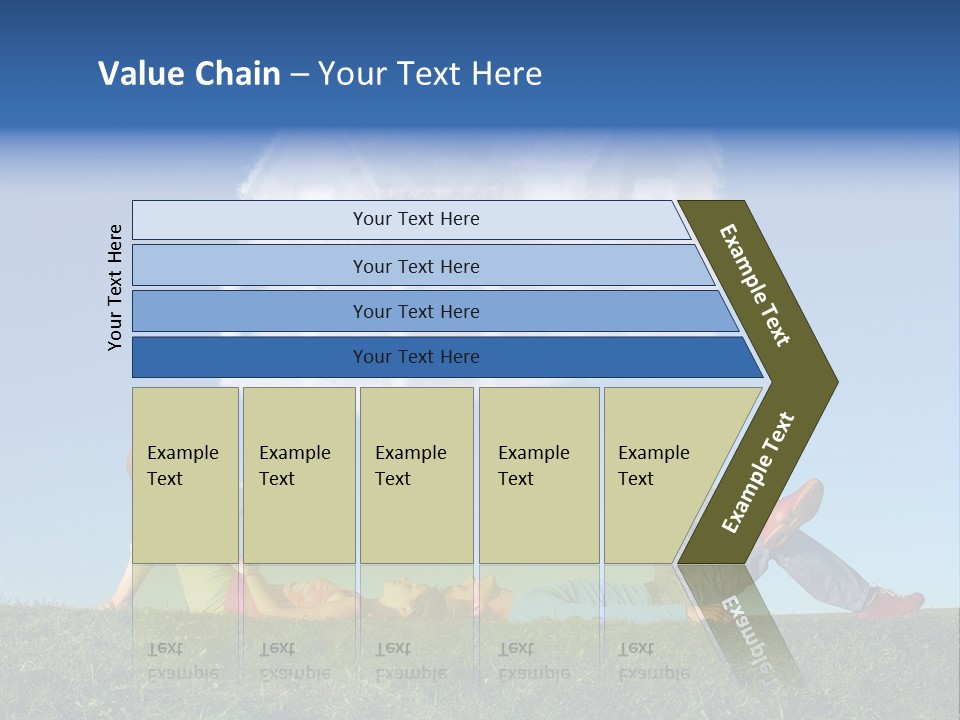 A Man And A Woman Laying On The Grass In Front Of A House PowerPoint Template