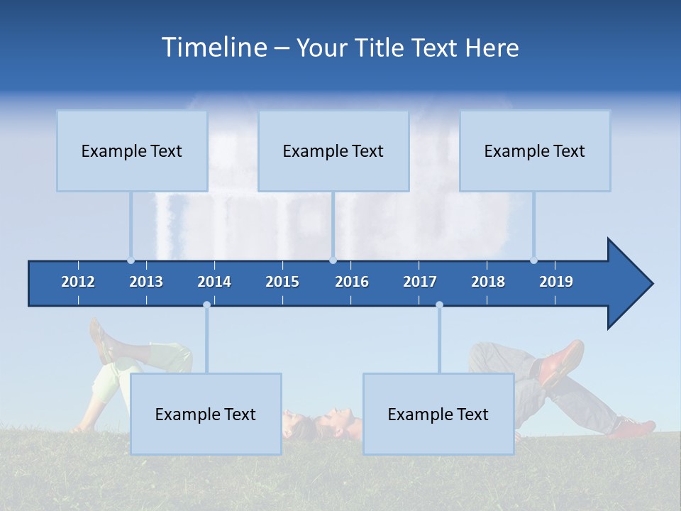 A Man And A Woman Laying On The Grass In Front Of A House PowerPoint Template
