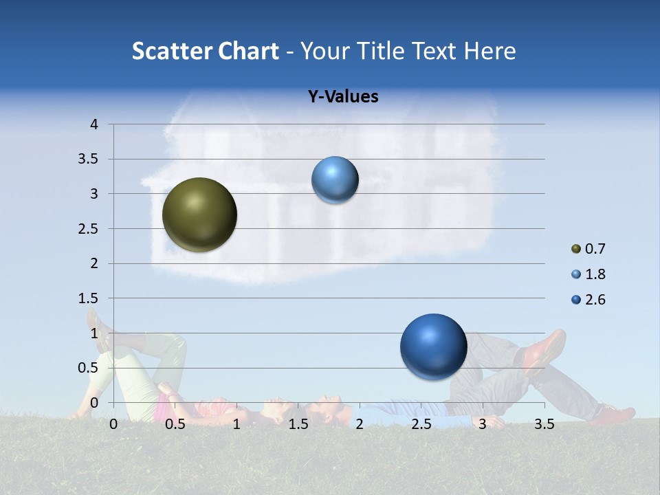 A Man And A Woman Laying On The Grass In Front Of A House PowerPoint Template