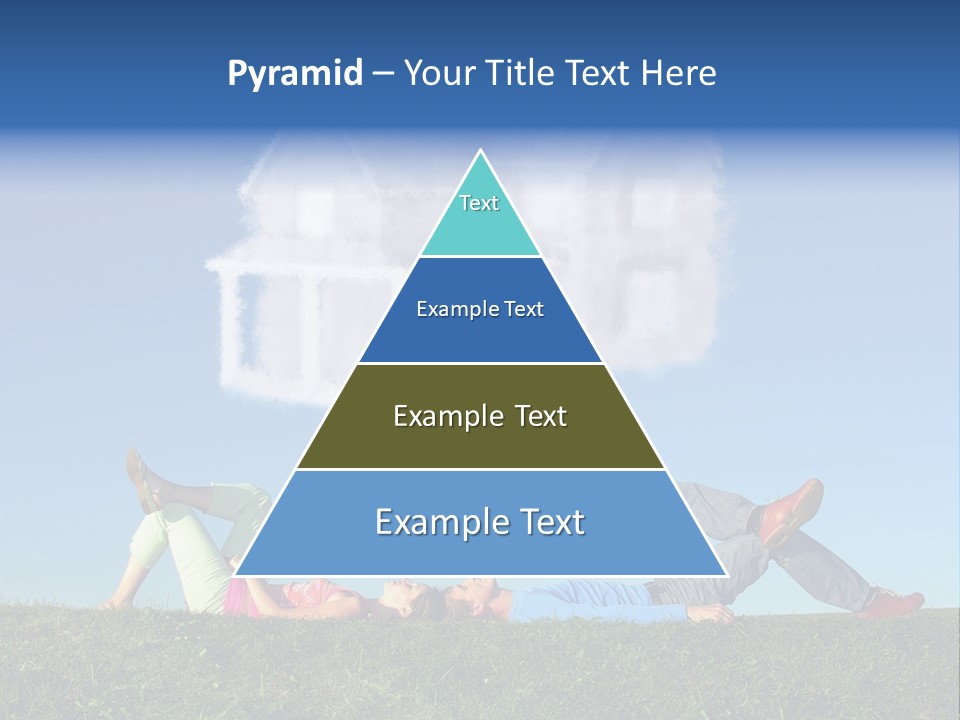 A Man And A Woman Laying On The Grass In Front Of A House PowerPoint Template