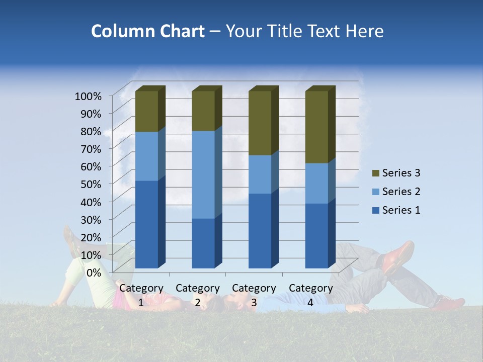 A Man And A Woman Laying On The Grass In Front Of A House PowerPoint Template