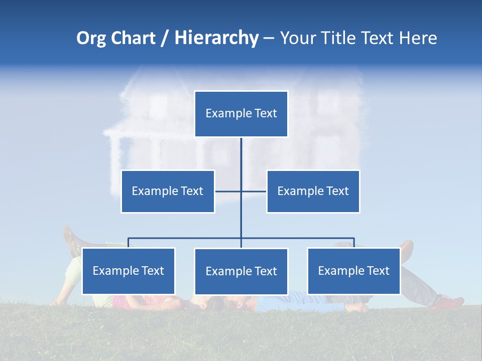 A Man And A Woman Laying On The Grass In Front Of A House PowerPoint Template