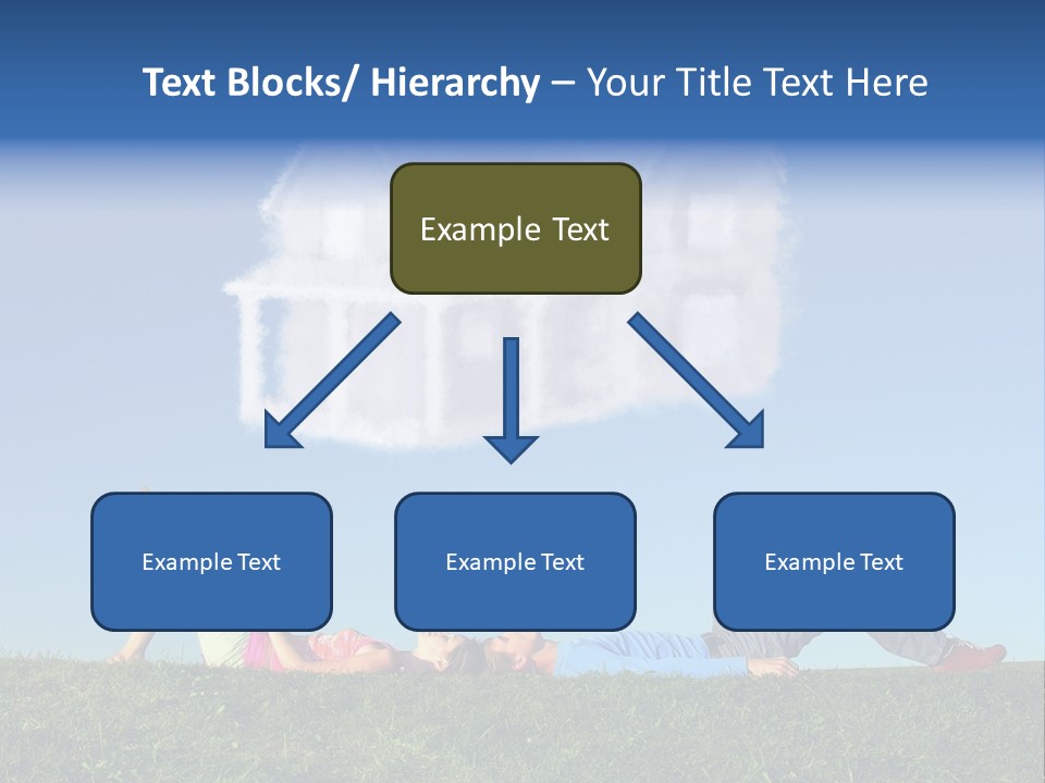 A Man And A Woman Laying On The Grass In Front Of A House PowerPoint Template