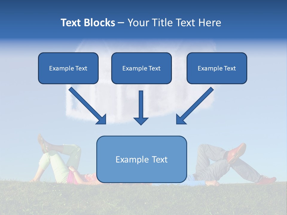 A Man And A Woman Laying On The Grass In Front Of A House PowerPoint Template